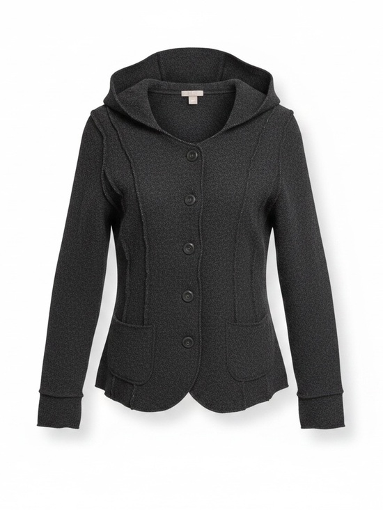 J. Jill Jackets & Blazers - J. Jill Black Hooded Button-Up Blazer